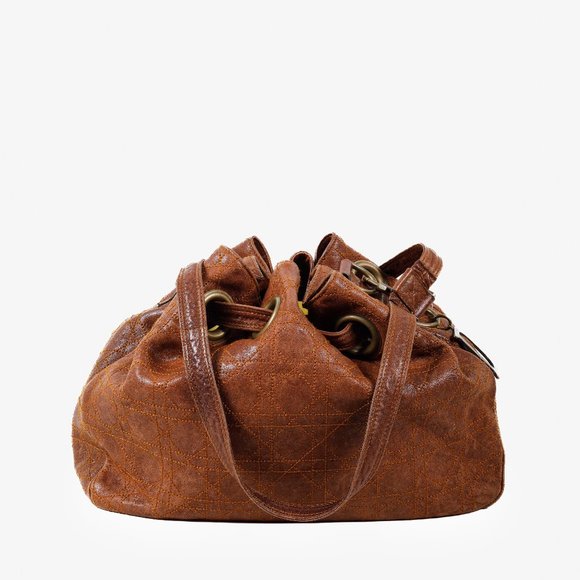 Christian Dior Cannage Brown Leather Bucket Bag - Picture 4 of 11